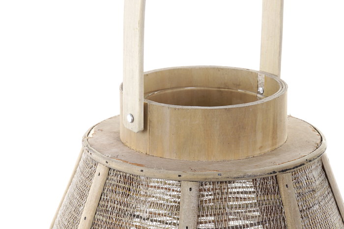 DKD Home Decor Portavelas Bambú Lino Natural 28x28x51 cm