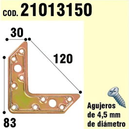 WOLFPACK LINEA PROFESIONAL Soporte Para Madera Placa L Bicromatado 120 mm. 