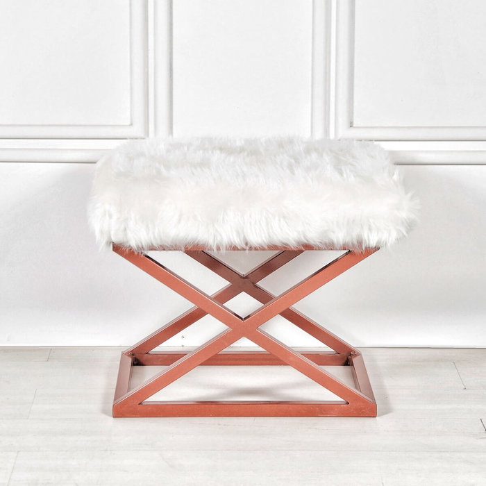 Atelier Del Sofa Puff Cobre y Blanco 50x40x42 cm Atelier Del Sofa Puff Cobre y Blanco 50x40x42 cm