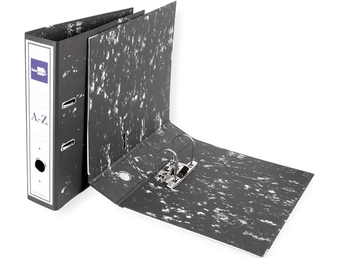 Liderpapel Archivador de Palanca Folio Classic Black Negro Compresor Metal Rado Lomo 75mm