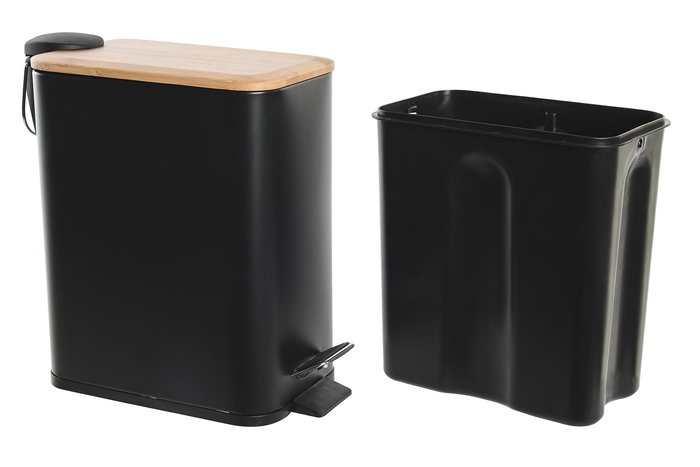 Papelera Loft DKD Home Decor Negro Natural 14 x 28 x 28 cm