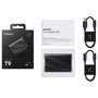 Samsung T9 Portable SSD 2TB USB 3.2 Gen 2x2 (MU-PG2T0B) Negro - 2000 MB/s, Protección Contra Caídas, Cifrado AES 256-bit