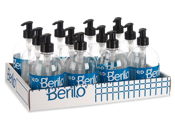 Berilo Bote Dosificador Plástico PET Negro/Transparente 500 ml 8 x 16.5 x 8 cm para Uso Cosmético (Set de 12) Berilo Bote Dosificador Plástico PET Negro/Transparente 500 ml 8 x 16.5 x 8 cm para Uso Cosmético (Set de 12)