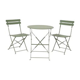 Outdoor Living By Decoris Conjunto Mesa y 2 Sillas Helsingborg Plegables Acero Verde