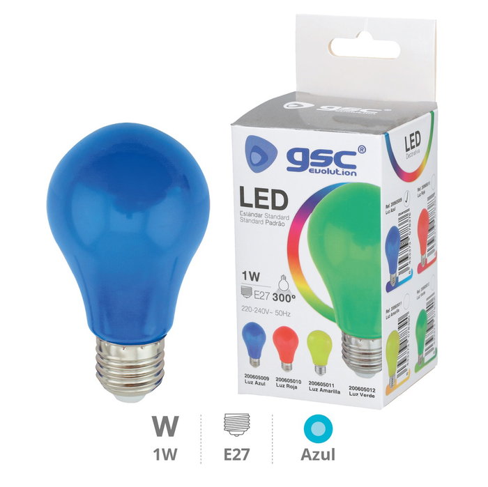 GSC Evolution Bombilla LED Estándar 1W E27 Azul