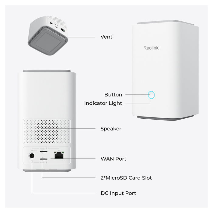 Reolink Hub 1, Hub Interior, Blanco, 8 Cámaras, Ethernet, WiFi, 512 GB MicroSD