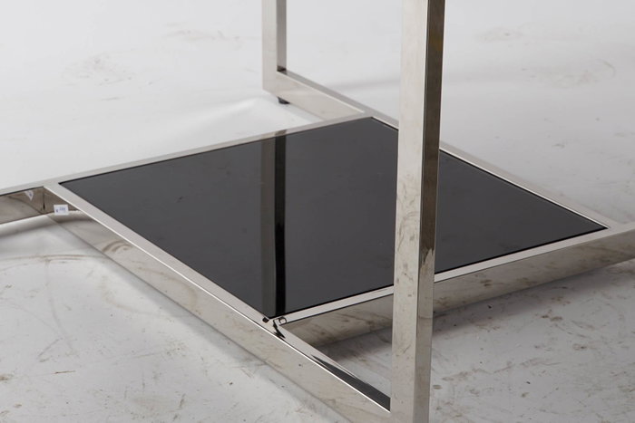 DKD Home Decor Mesa de Centro de Acero y Cristal Negro y Plateado