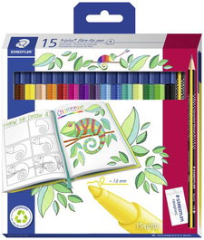 Rotulador Fibra Staedtler 323 Triplus Color Estuche De 15 (Incluye Lapiz 183-Hb Y Goma De Borrar 526 B4)