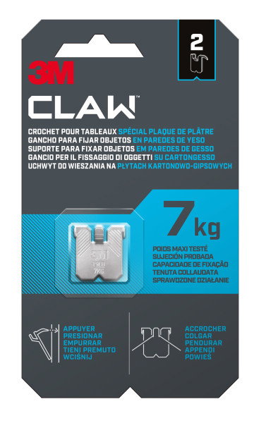 3M Gancho para paredes de yeso, 7 kg, 23 x 23 x 4 mm, 2 uds 3M Gancho para paredes de yeso, 7 kg, 23 x 23 x 4 mm, 2 uds