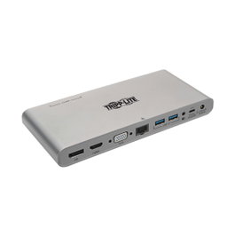 Eaton Tripp Lite USB-C Dock Triple Display 4K con HDMI, DisplayPort, VGA, Hub USB 3.2 Gen 1, Gigabit Ethernet y Carga PD 100W