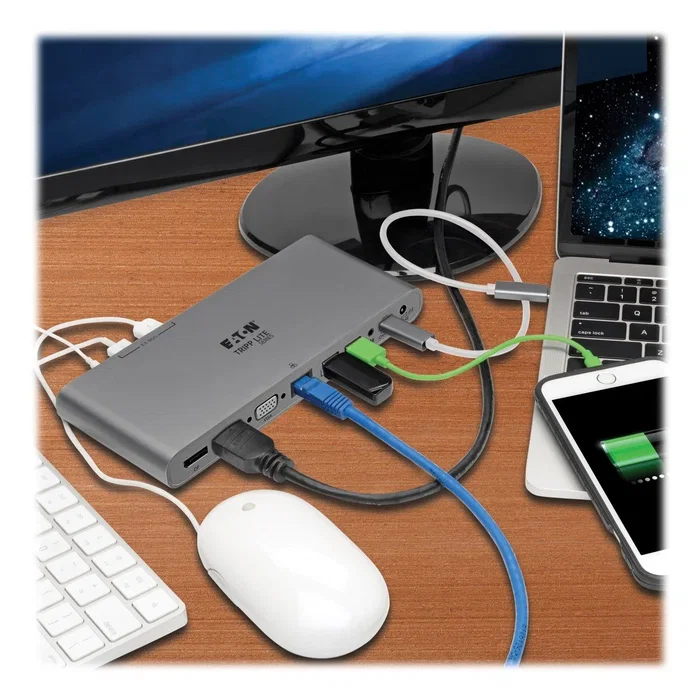 Eaton Docking Station USB-C Triple Display 4K HDMI/DisplayPort VGA Gris