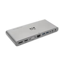 Eaton Tripp Lite USB-C Dock Triple Display 4K con HDMI, DisplayPort, VGA, Hub USB 3.2 Gen 1, Gigabit Ethernet y Carga PD 100W