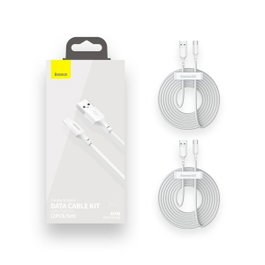Baseus Simple Wisdom Pack de 2 Cables USB a USB-C, 40W, 5A, 1.5m, Blanco