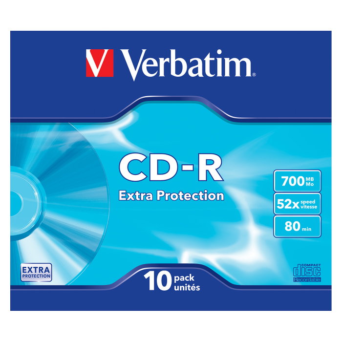 Verbatim CD-R DataLife Extra Protection 700MB 52x (Pack de 10 unidades Slim Case)