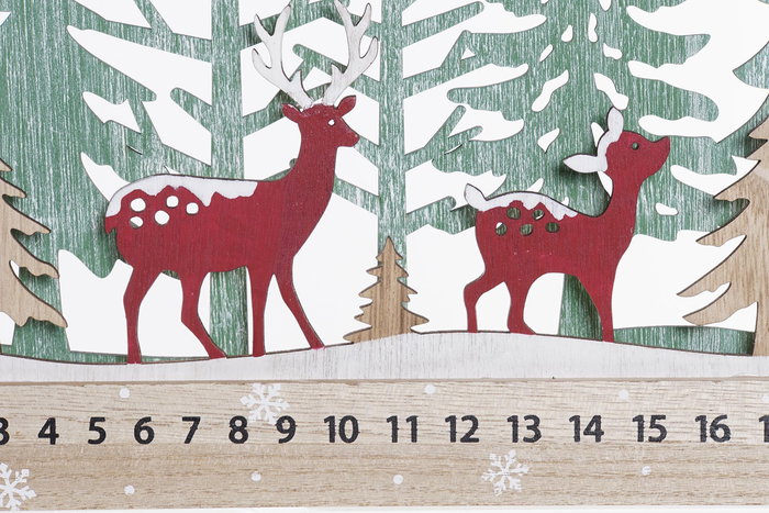 DKD Home Decor Calendario Adviento Navidad Verde Rojo Madera Reno 40x4x22 cm (4 Unidades)