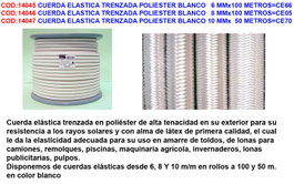 Cuerda elástica trenzada poliéster blanco 10 mm x 50 metros CE70