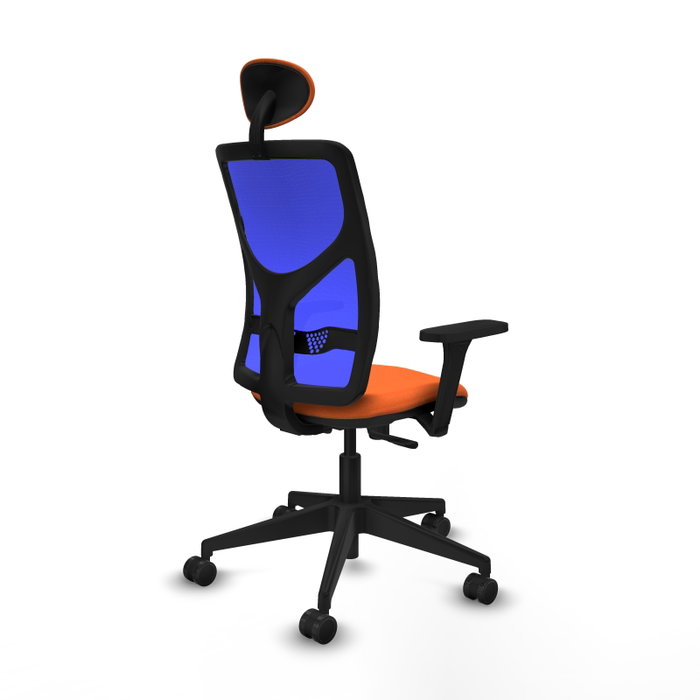 PIQUERAS Y CRESPO Silla de oficina Motilla con Mecanismo Sincro, Tela Naranja y Malla Azul