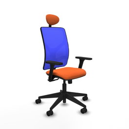 PIQUERAS Y CRESPO Silla de oficina Motilla con Mecanismo Sincro, Tela Naranja y Malla Azul