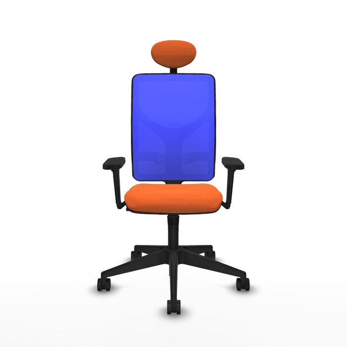 PIQUERAS Y CRESPO Silla de oficina Motilla con Mecanismo Sincro, Tela Naranja y Malla Azul