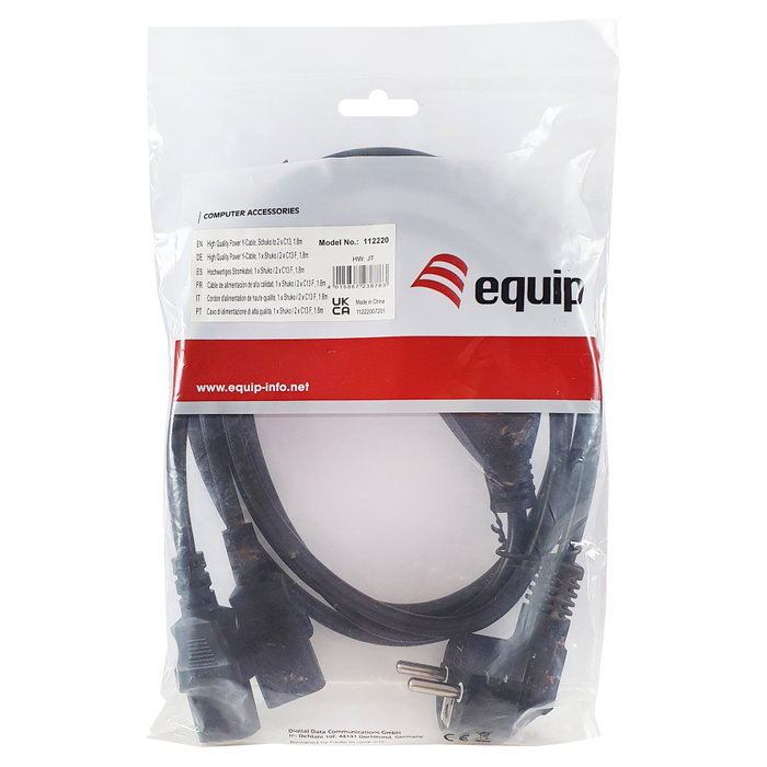 EQUIP Cable de alimentación tipo Y Schuko a 2x C13 1,8m