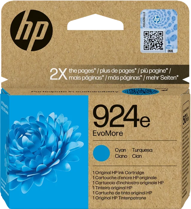 HP Cartucho de tinta cian 924e 4K0U7NE, rendimiento de ~800 páginas HP Cartucho de tinta cian 924e 4K0U7NE, rendimiento de ~800 páginas