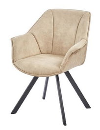 DKD Home Decor Silla de Microfibra Beige con Simil Piel