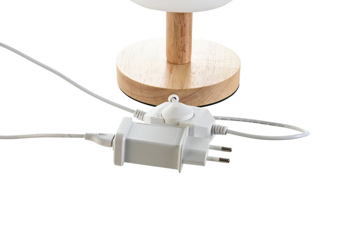 DKD Home Decor Lámpara de Sobremesa de PE y Madera Blanco y Natural