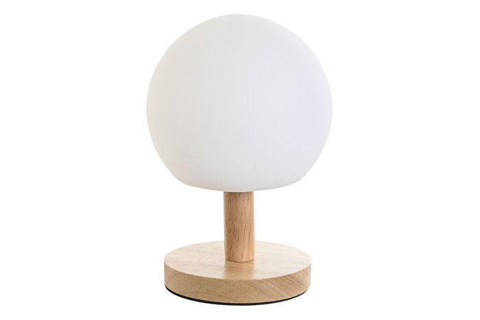 DKD Home Decor Lámpara de Sobremesa de PE y Madera Blanco y Natural