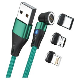 Realpower MagneticCharge3 Cable USB de 1 m, Verde con Adaptadores