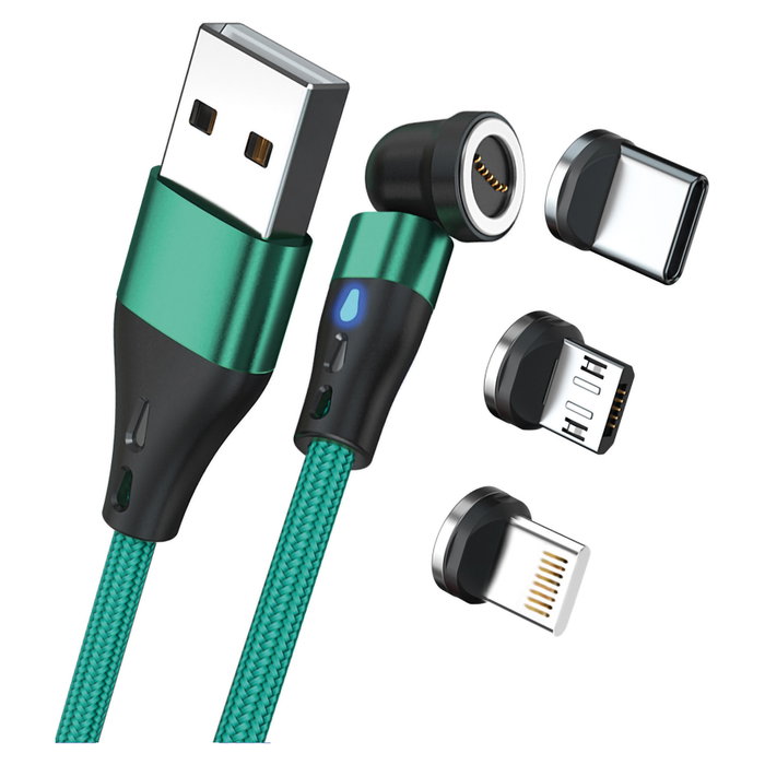 Realpower MagneticCharge3 Cable USB de 1 m, Verde con Adaptadores Realpower MagneticCharge3 Cable USB de 1 m, Verde con Adaptadores
