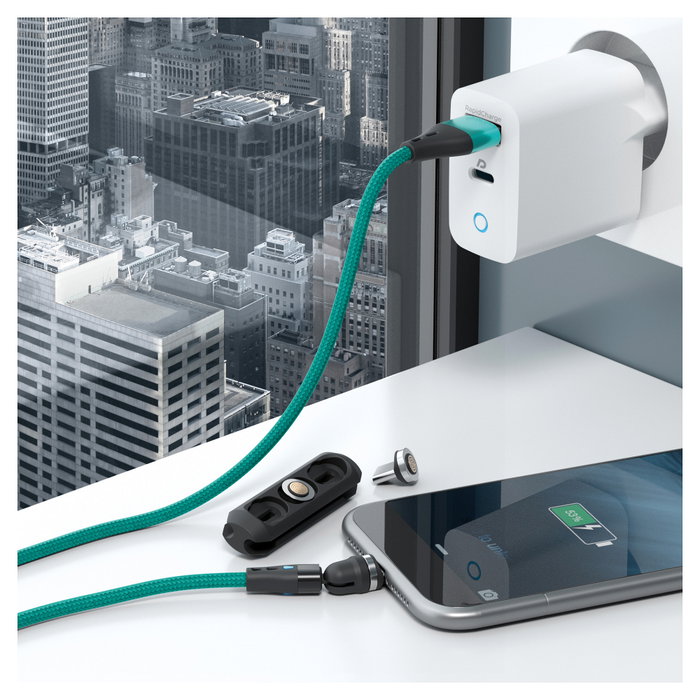 Realpower MagneticCharge3 Cable USB de 1 m, Verde con Adaptadores Realpower MagneticCharge3 Cable USB de 1 m, Verde con Adaptadores