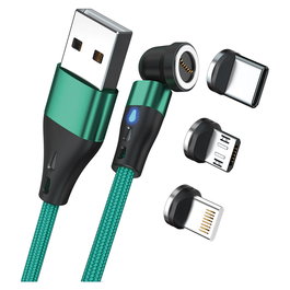 RealPower Cable Magnético USB A 1 m 3 A Verde con Adaptadores - RealPower MagneticCharge3