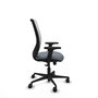 Silla de oficina Zulema con mecanismo Sincro tapizada con Tela color Gris y malla color Blanco. Equipada con lumbar 1D, Brazos 2D y Ruedas 65mm nailon