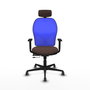 PIQUERAS Y CRESPO Silla de oficina Jorquera con mecanismo Sincro/Traslack, Marrón y Azul