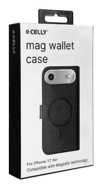 Celly Funda cartera para Apple iPhone 17 Air - Negro, compatible con MagSafe, con soporte de sobremesa y 3 bolsillos para tarjetas, piel sintética, resistente a rayones Celly Funda cartera para Apple iPhone 17 Air - Negro, compatible con MagSafe, con soporte de sobremesa y 3 bolsillos para tarjetas, piel sintética, resistente a rayones