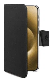 Celly Funda cartera para Apple iPhone 17 Air - Negro, compatible con MagSafe, con soporte de sobremesa y 3 bolsillos para tarjetas, piel sintética, resistente a rayones