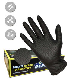 SIFER Guante de Nitrilo Diamantado Negro/Volcano Talla L (50 uds) อาคิว