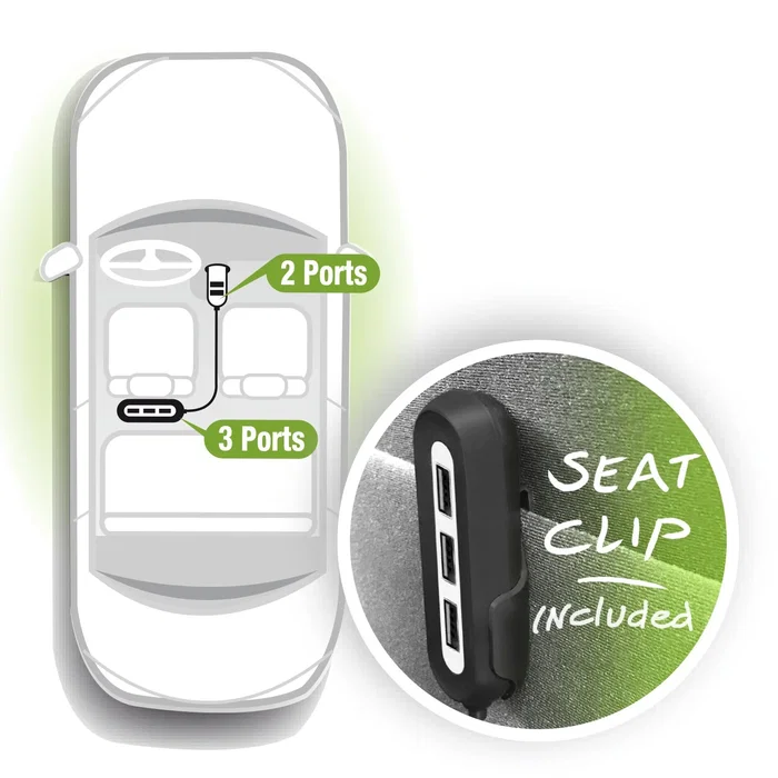 Ewent EW1355 Cargador USB para Coche 5 Puertos 54W (10.8A) con Protección Sobrecarga Negro Gris