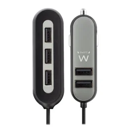 Ewent EW1355 Cargador de Coche de 5 Puertos USB con Cable de 1,5 m