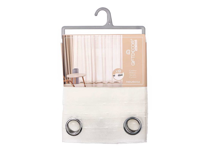 GIFTDECOR Cortina Blanca con Rayas Horizontales