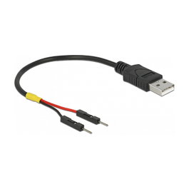 DeLOCK Cable de alimentación USB tipo A a 2 x terminales de pines 10 cm Negro 85400