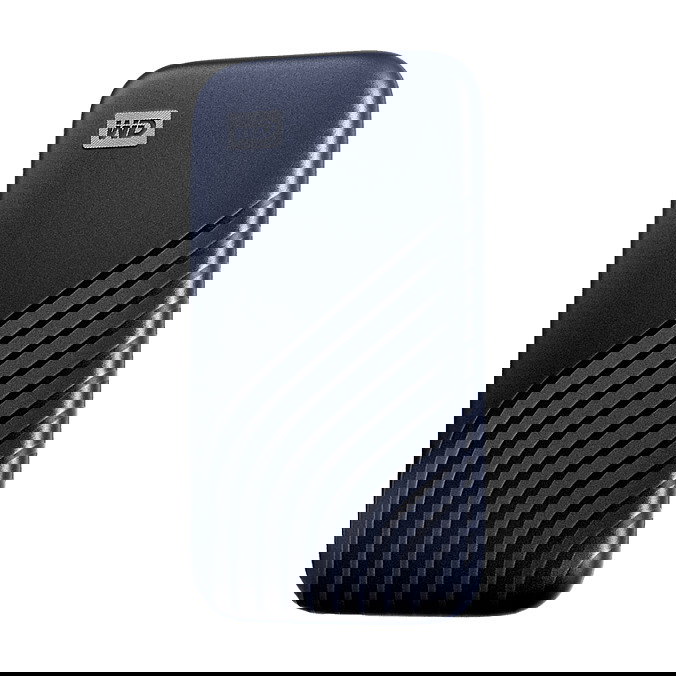 Western Digital My Passport 1 TB USB-C 3.2 Gen 2 SSD Externo NVMe, Lectura 1050 MB/s, Cifrado Hardware, Azul Midnight, Protección por Contraseña