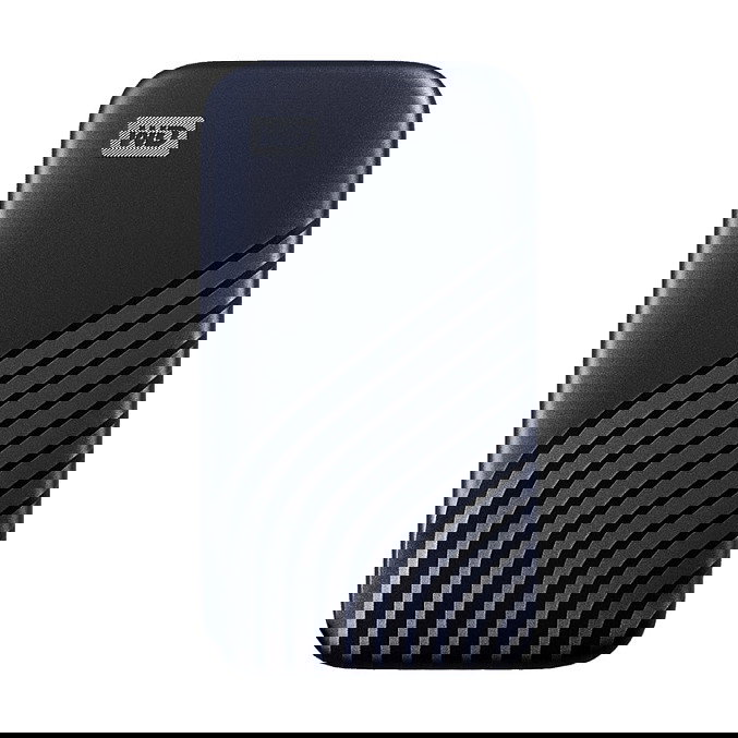 Western Digital My Passport 1 TB USB-C 3.2 Gen 2 SSD Externo NVMe, Lectura 1050 MB/s, Cifrado Hardware, Azul Midnight, Protección por Contraseña