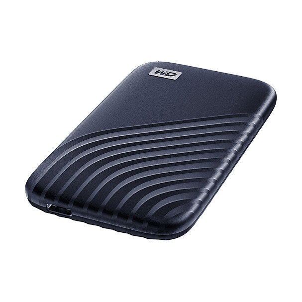 Western Digital My Passport 1 TB USB-C 3.2 Gen 2 SSD Externo NVMe, Lectura 1050 MB/s, Cifrado Hardware, Azul Midnight, Protección por Contraseña