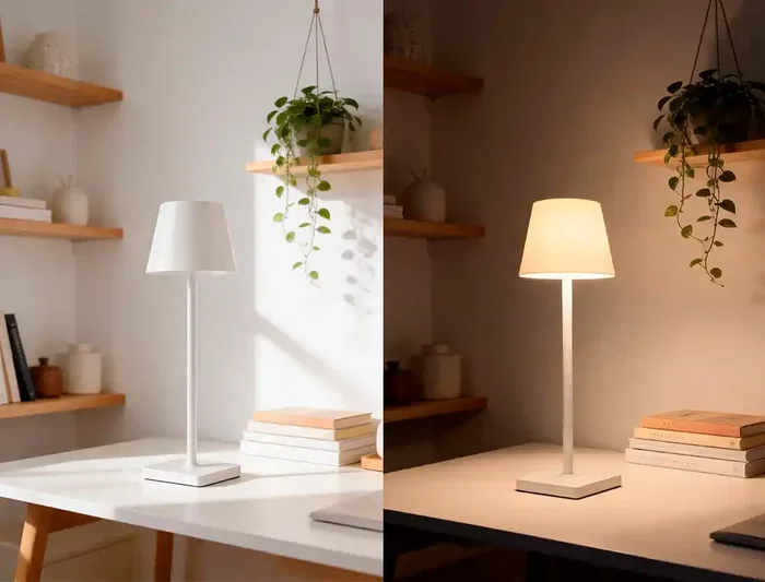 Q-Connect Nova Lámpara de Escritorio LED Recargable USB-C, 2W 200 lm, Temperatura Ajustable 3000K/4000K/6000K, Interruptor Táctil, Metal Blanca