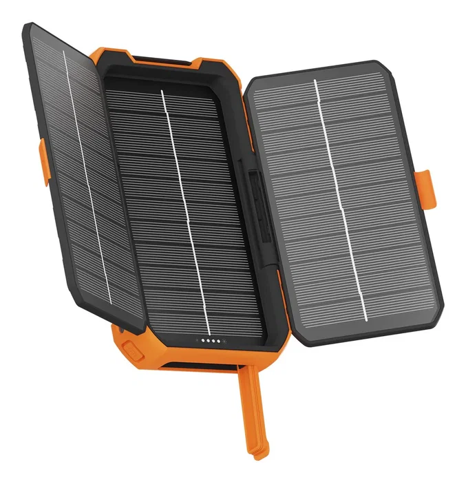 Xtorm XR203 Power Bank Externo 10000 mAh Rugerizado Carga Solar IP65 - Negro/Naranja - 2x USB-C PD 20W, 1x USB-A, Quick Charge 3.0, Linterna