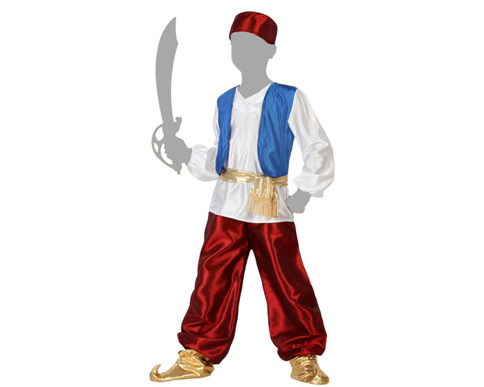 Disfraz Alí Baba Árabe Infantil para Niño - 6 Piezas (3-4 Años) inevitable para Carnaval y Fiestas Temáticas