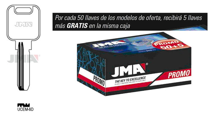 JMA Llaves de Seguridad Latón UCEM-8D (50+5 unidades) de llave maestra JMA Llaves de Seguridad Latón UCEM-8D (50+5 unidades) de llave maestra