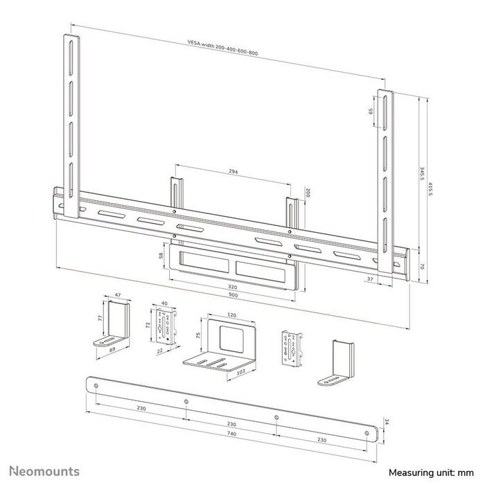 Neomounts soporte universal para videobar, soundbar y cámara para Jabra, Poly, Neat, Logitech, Yealink, Cisco, Bose