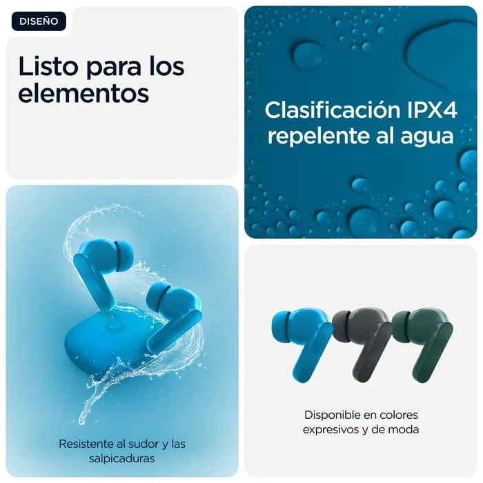 Motorola Moto Buds Bass Azul Blue Jewel TWS con Cancelación de Ruido